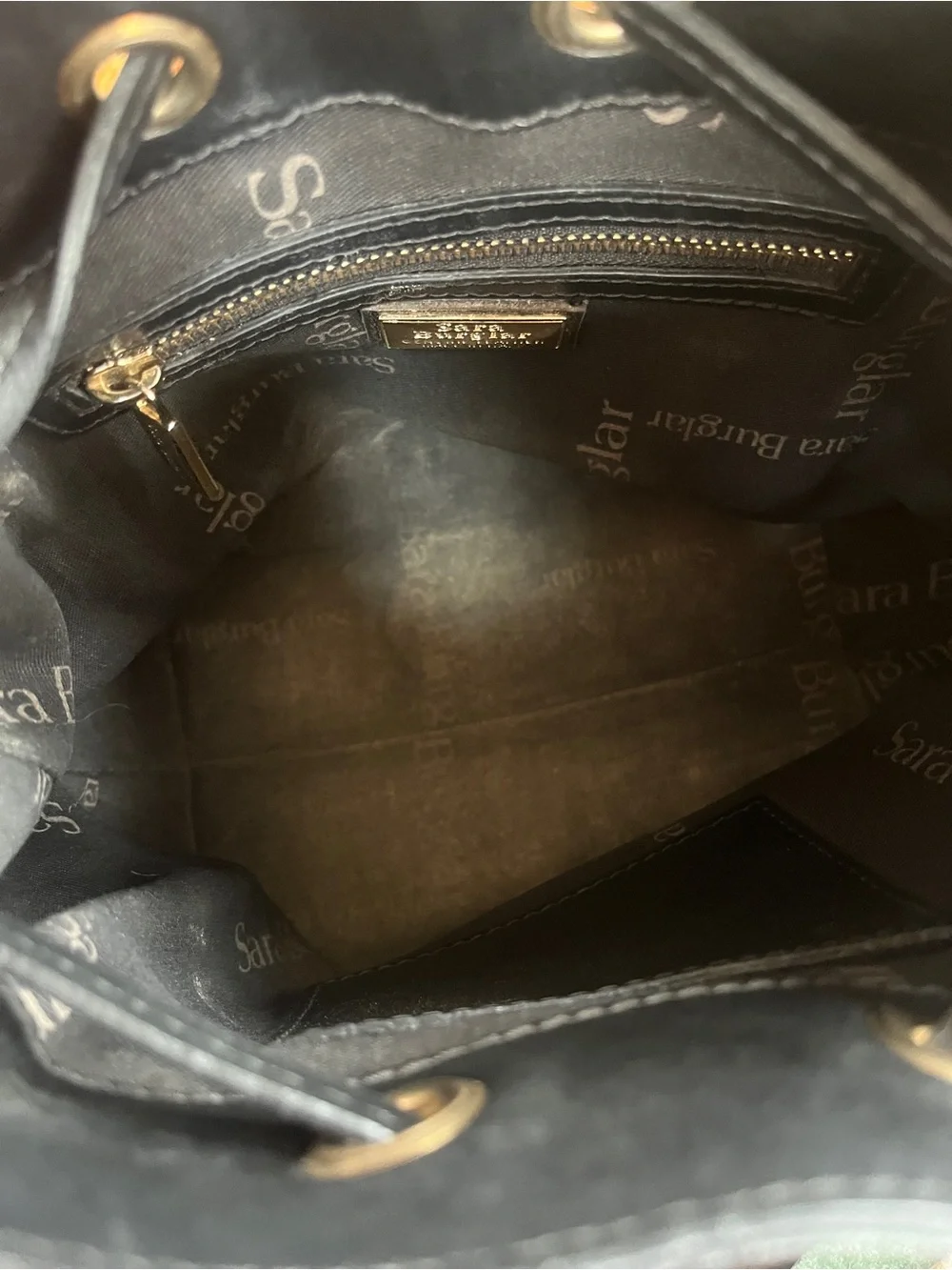 Black Italian Leather Drawstring Satchel with Snake-Print Panels